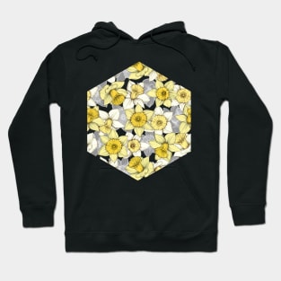 Daffodil Daze - yellow & grey daffodil illustration pattern Hoodie